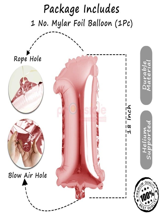 بروبسيكل بالون بروبسيكل رقم 1 من رقائق الألومنيوم مقاس 16 بوصة - بالون ذهبي وردي مزين برقم واحد لتزيين عيد الميلاد الأول، والذكرى السنوية، والمناسبات الهامة - بالون رقم واحد لطاولة الكيك والصور - Image 3
